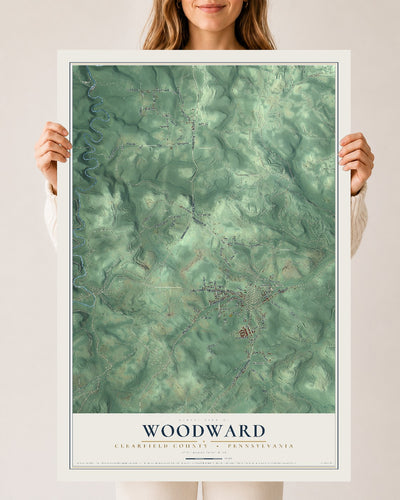 Map of Woodward, Clearfield County, Pennsylvania, 24 x 36 inch unframed archival matte print