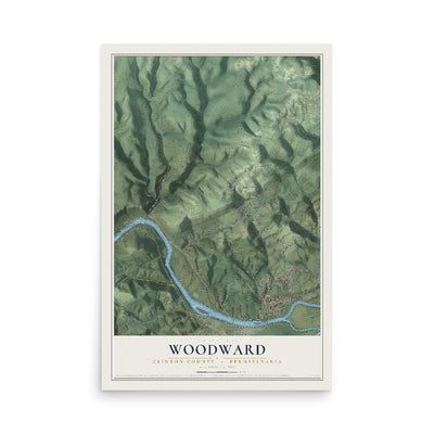 Map of Woodward, Clinton County, Pennsylvania, 12 x 18 inch unframed archival matte print