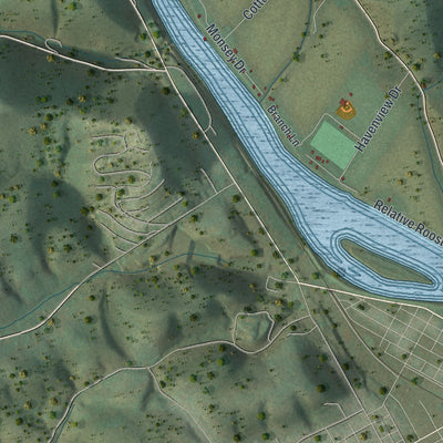 Second close-up of the map of Woodward, Clinton County, Pennsylvania print showing more streets and buildings