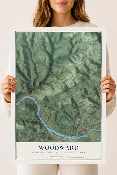 Map of Woodward, Clinton County, Pennsylvania, 18 x 24 inch unframed archival matte print