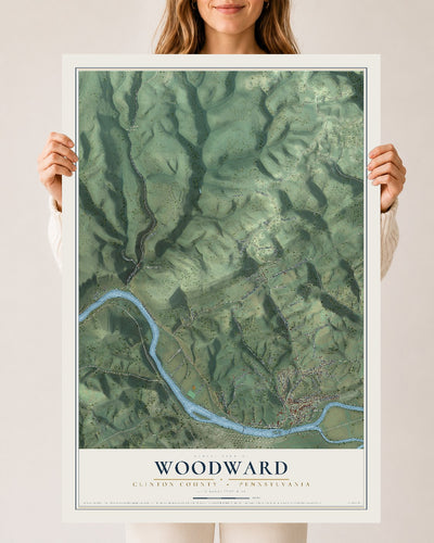 Map of Woodward, Clinton County, Pennsylvania, 24 x 36 inch unframed archival matte print