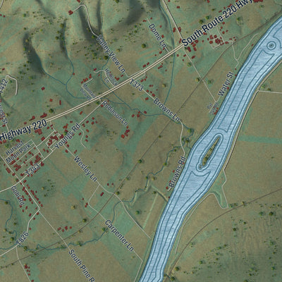 Second close-up of the map of Woodward, Lycoming County, Pennsylvania print showing more streets and buildings