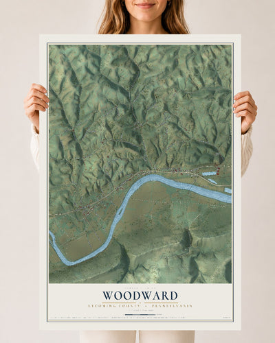 Map of Woodward, Lycoming County, Pennsylvania, 24 x 36 inch unframed archival matte print