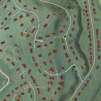 Close-up of the map of Woolrich, Pennsylvania print showing street and building detail