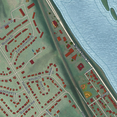 Close-up of the map of Wormleysburg, Pennsylvania print showing street and building detail