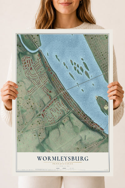 Map of Wormleysburg, Pennsylvania, 18 x 24 inch unframed archival matte print