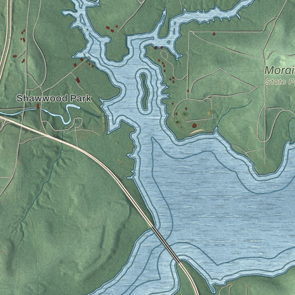Close-up of the map of Worth, Butler County, Pennsylvania print showing street and building detail