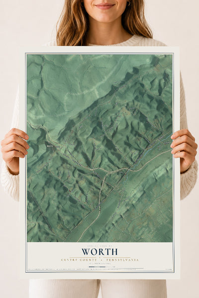 Map of Worth, Centre County, Pennsylvania, 18 x 24 inch unframed archival matte print