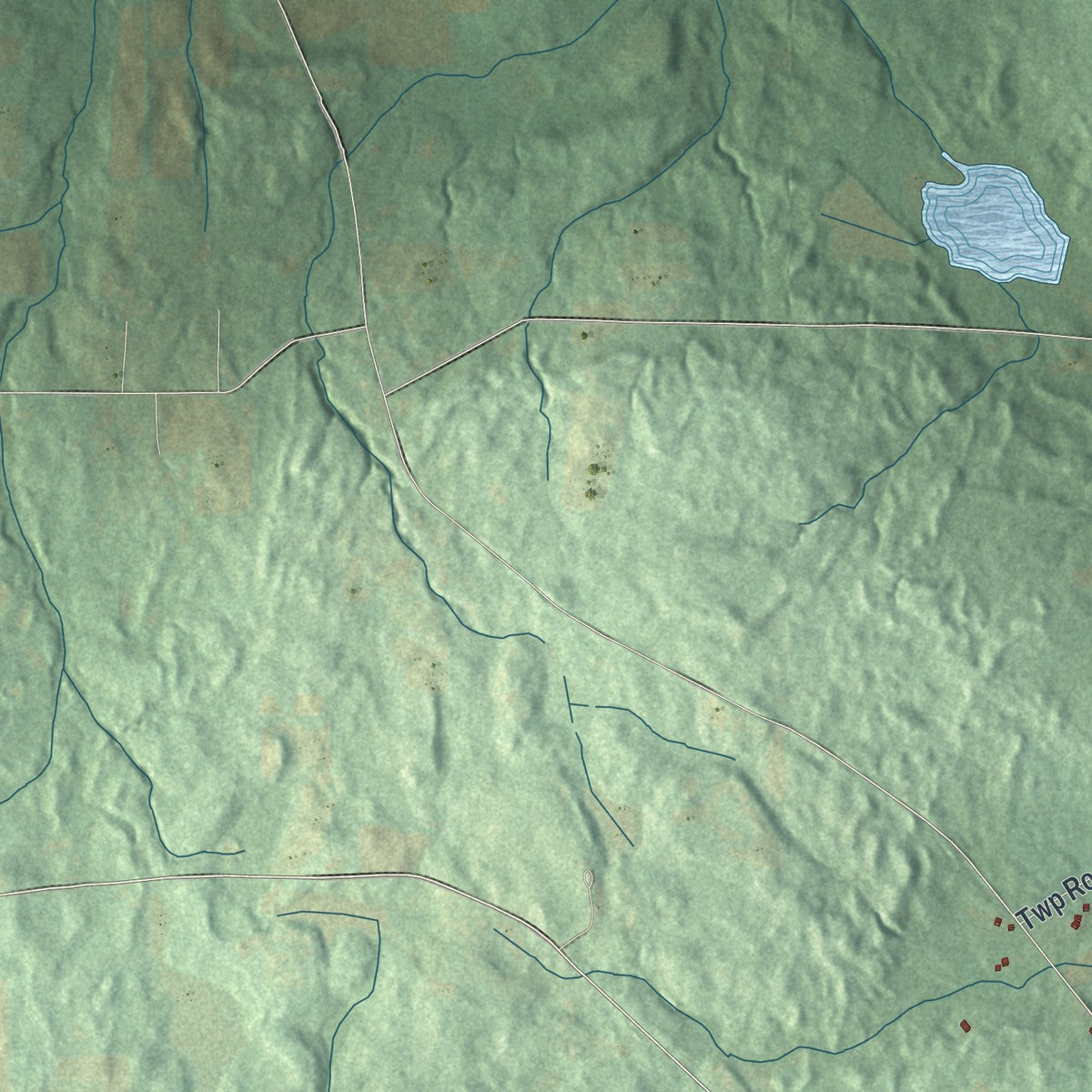 Close-up of the map of Worth, Mercer County, Pennsylvania print showing street and building detail