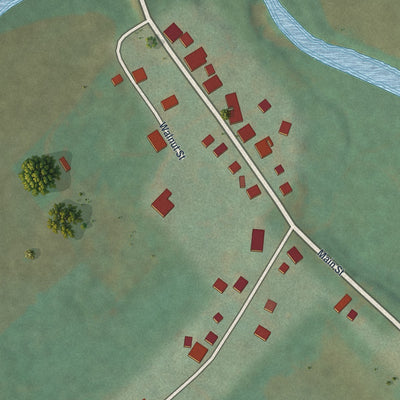 Close-up of the map of Worthville, Pennsylvania print showing street and building detail