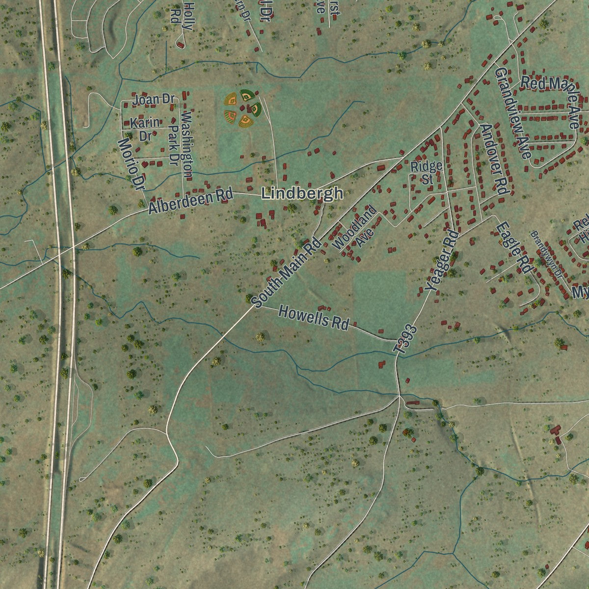Second close-up of the map of Wright, Pennsylvania print showing more streets and buildings