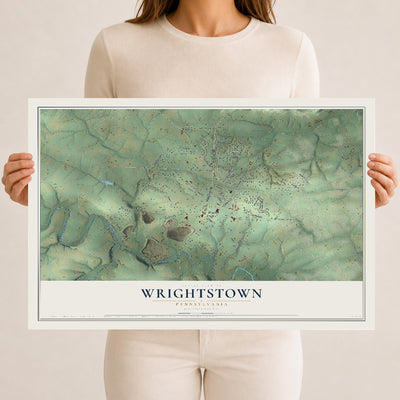 Map of Wrightstown, Pennsylvania, 12 x 18 inch unframed archival matte print