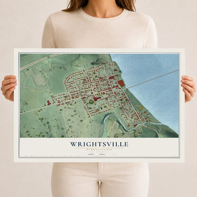 Map of Wrightsville, Pennsylvania, 12 x 18 inch unframed archival matte print