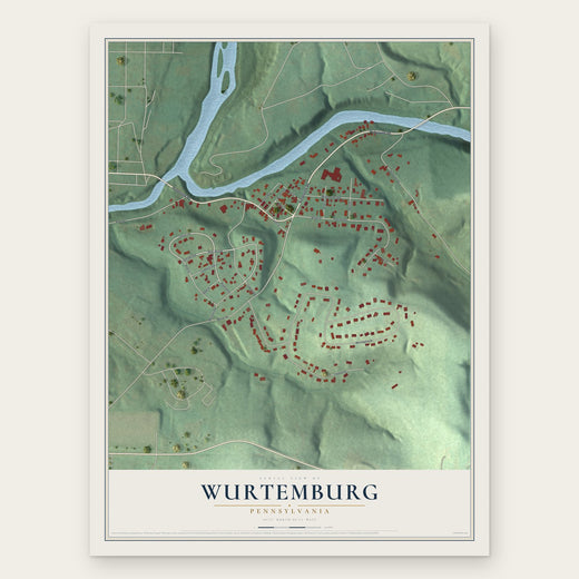 Wurtemburg, Pennsylvania map print, the full design