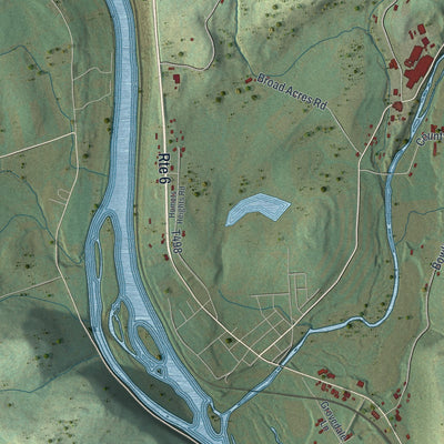 Second close-up of the map of Wyalusing, Bradford County, Pennsylvania print showing more streets and buildings