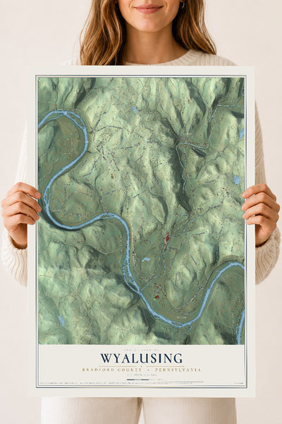 Map of Wyalusing, Bradford County, Pennsylvania, 18 x 24 inch unframed archival matte print