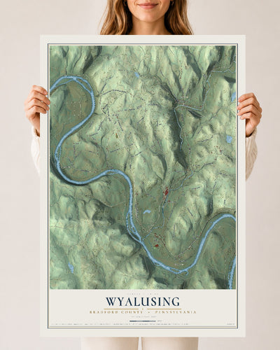 Map of Wyalusing, Bradford County, Pennsylvania, 24 x 36 inch unframed archival matte print
