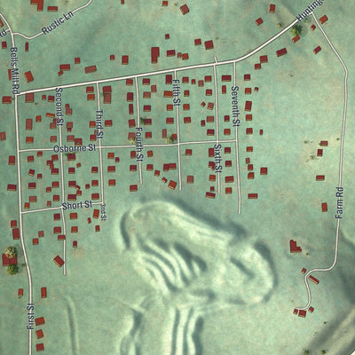 Close-up of the map of Wyano, Pennsylvania print showing street and building detail