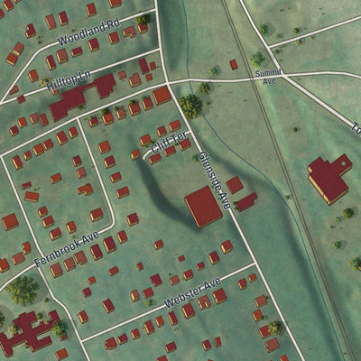 Close-up of the map of Wyncote, Pennsylvania print showing street and building detail
