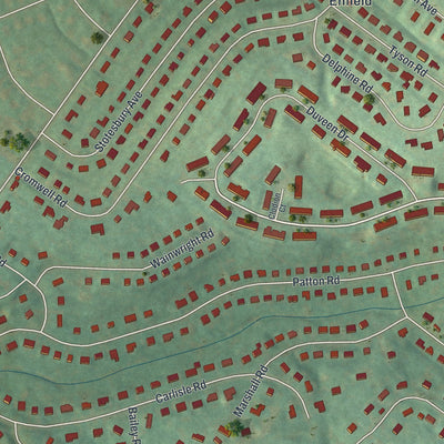 Second close-up of the map of Wyndmoor, Pennsylvania print showing more streets and buildings