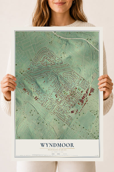 Map of Wyndmoor, Pennsylvania, 18 x 24 inch unframed archival matte print