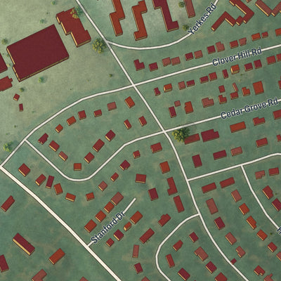 Close-up of the map of Wynnewood, Pennsylvania print showing street and building detail