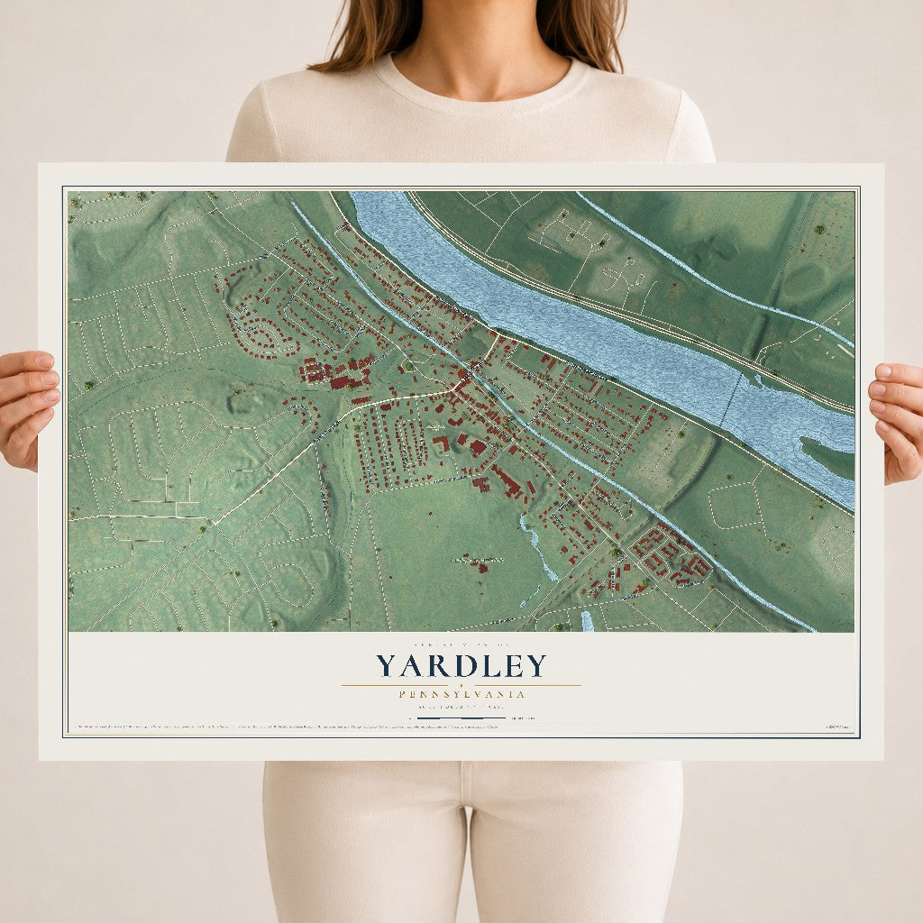 Map of Yardley, Pennsylvania, 18 x 24 inch unframed archival matte print