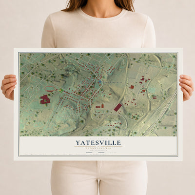Map of Yatesville, Pennsylvania, 12 x 18 inch unframed archival matte print