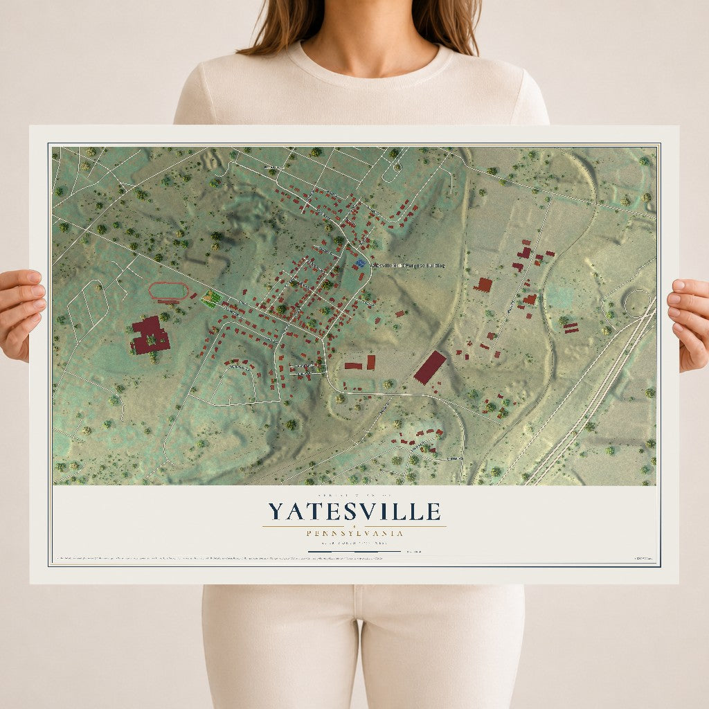 Map of Yatesville, Pennsylvania, 18 x 24 inch unframed archival matte print