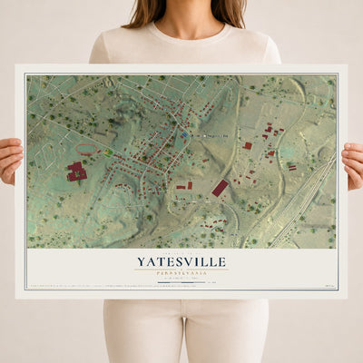 Map of Yatesville, Pennsylvania, 18 x 24 inch unframed archival matte print