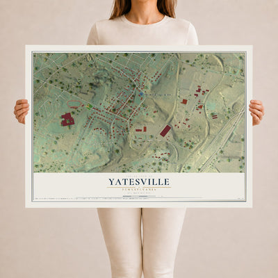 Map of Yatesville, Pennsylvania, 24 x 36 inch unframed archival matte print