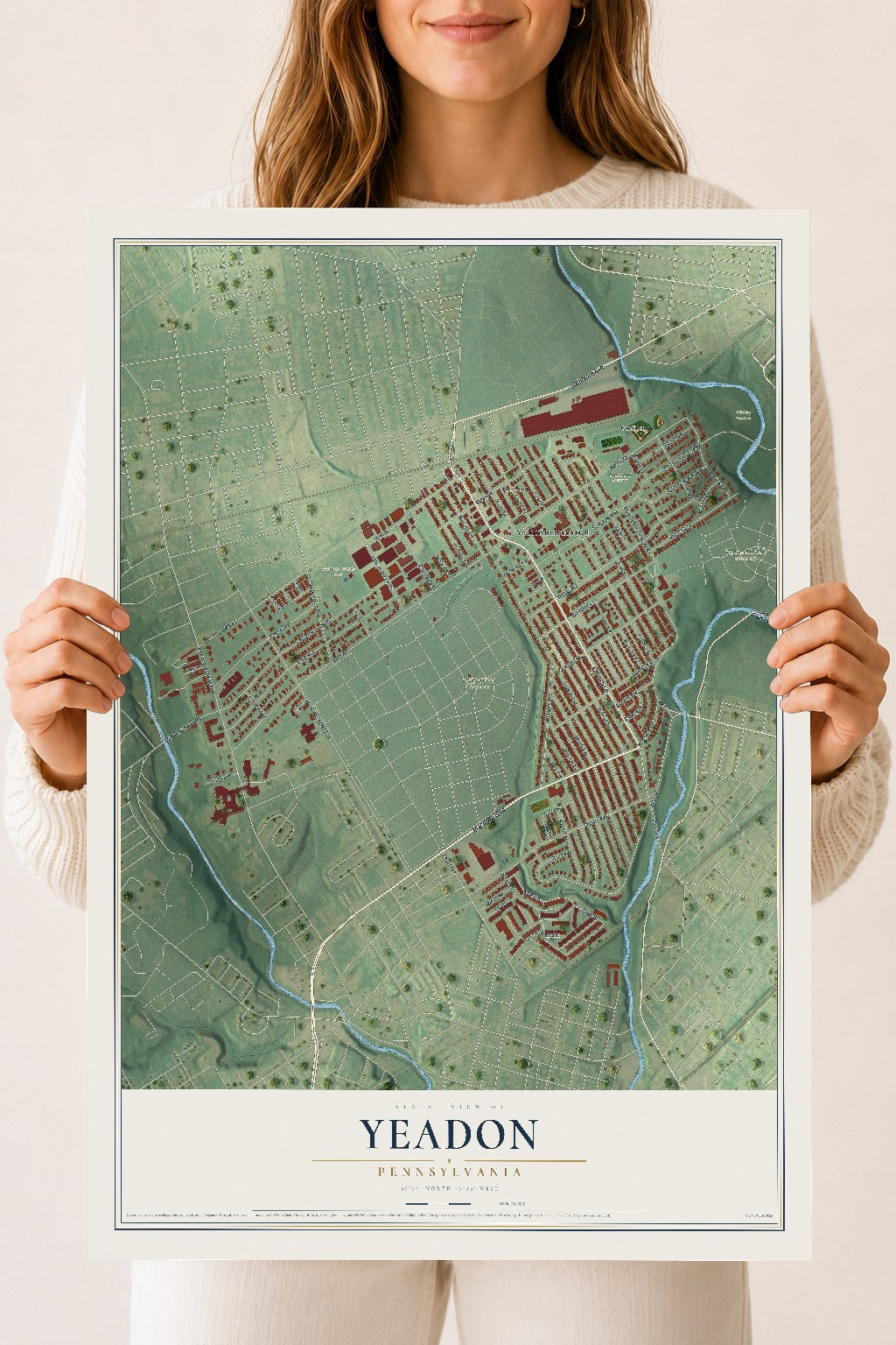 Map of Yeadon, Pennsylvania, 18 x 24 inch unframed archival matte print