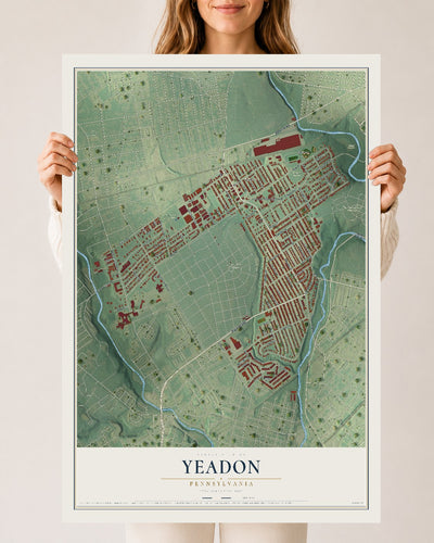 Map of Yeadon, Pennsylvania, 24 x 36 inch unframed archival matte print