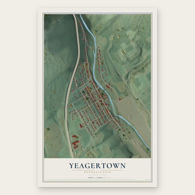 Yeagertown, Pennsylvania map print, the full design