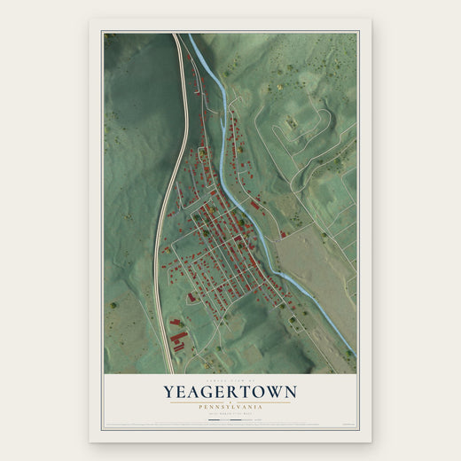 Yeagertown, Pennsylvania map print, the full design