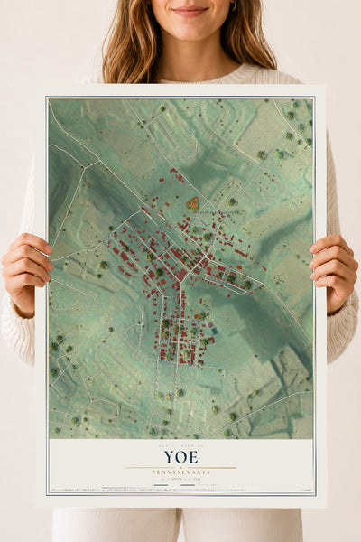 Map of Yoe, Pennsylvania, 18 x 24 inch unframed archival matte print
