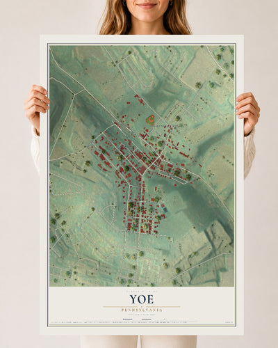 Map of Yoe, Pennsylvania, 24 x 36 inch unframed archival matte print