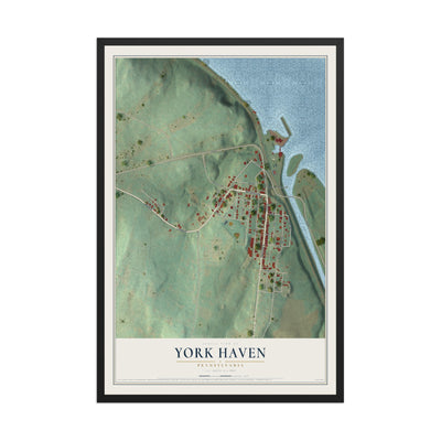 Map of York Haven, Pennsylvania, 12 x 18 inch print in a black wood frame