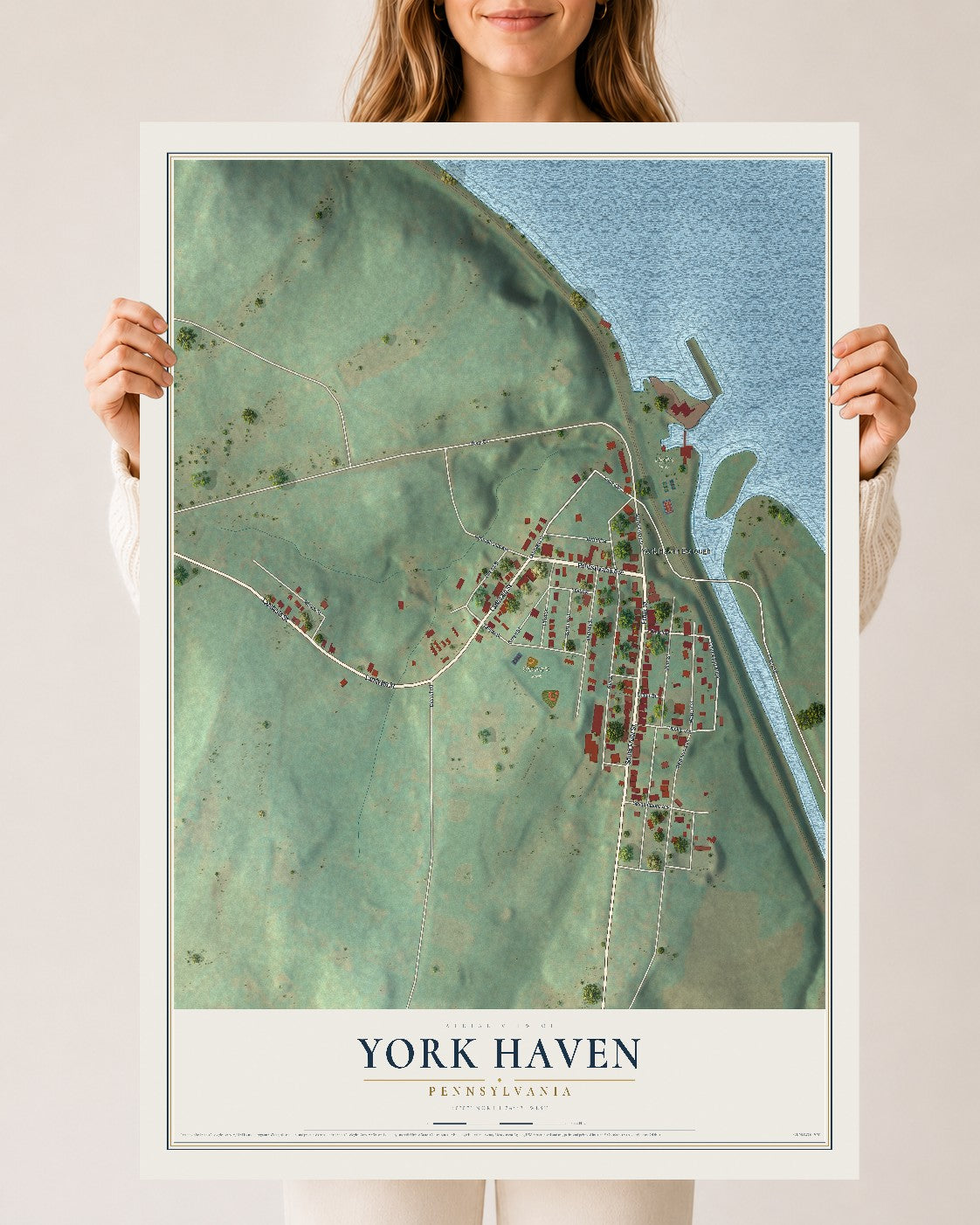 Map of York Haven, Pennsylvania, 24 x 36 inch unframed archival matte print