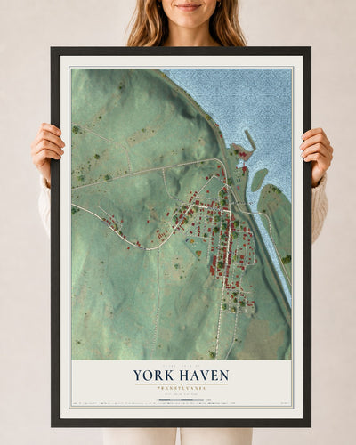 Map of York Haven, Pennsylvania, 24 x 36 inch print in a black wood frame