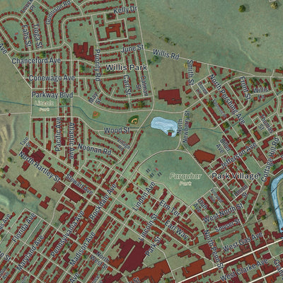 Second close-up of the map of the City of York, York County, Pennsylvania print showing more streets and buildings