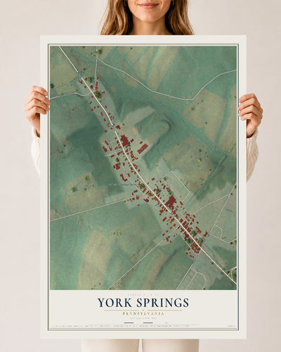 Map of York Springs, Pennsylvania, 24 x 36 inch unframed archival matte print