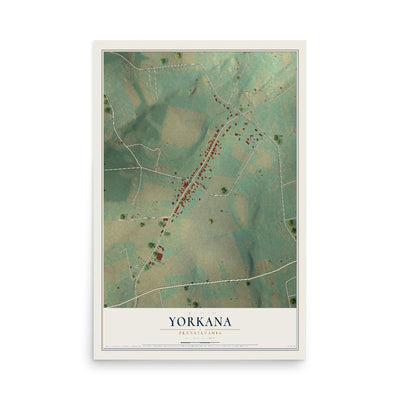 Map of Yorkana, Pennsylvania, 12 x 18 inch unframed archival matte print