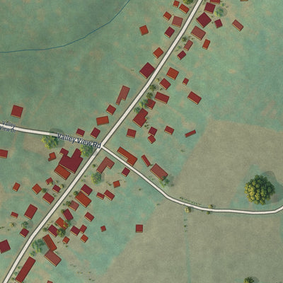 Close-up of the map of Yorkana, Pennsylvania print showing street and building detail