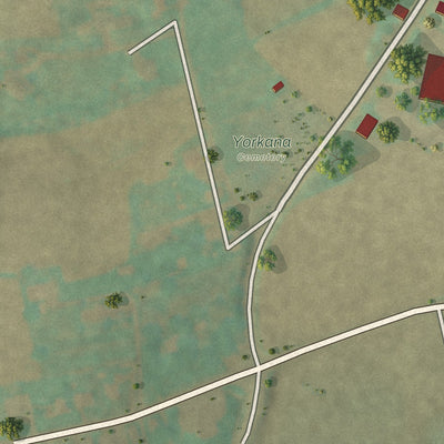 Second close-up of the map of Yorkana, Pennsylvania print showing more streets and buildings