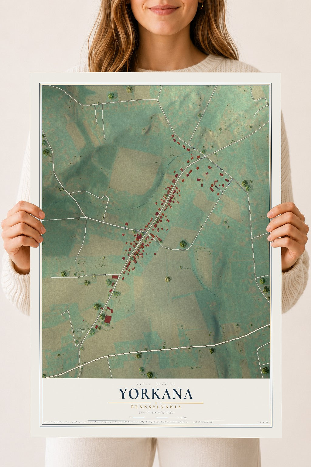 Map of Yorkana, Pennsylvania, 18 x 24 inch unframed archival matte print