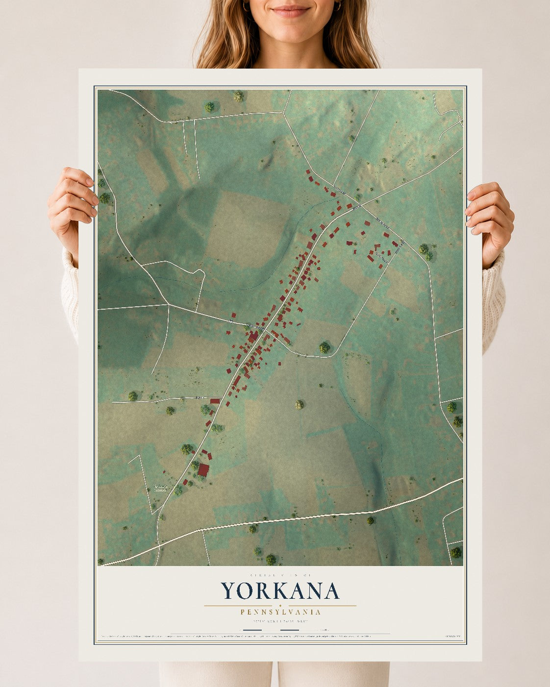 Map of Yorkana, Pennsylvania, 24 x 36 inch unframed archival matte print