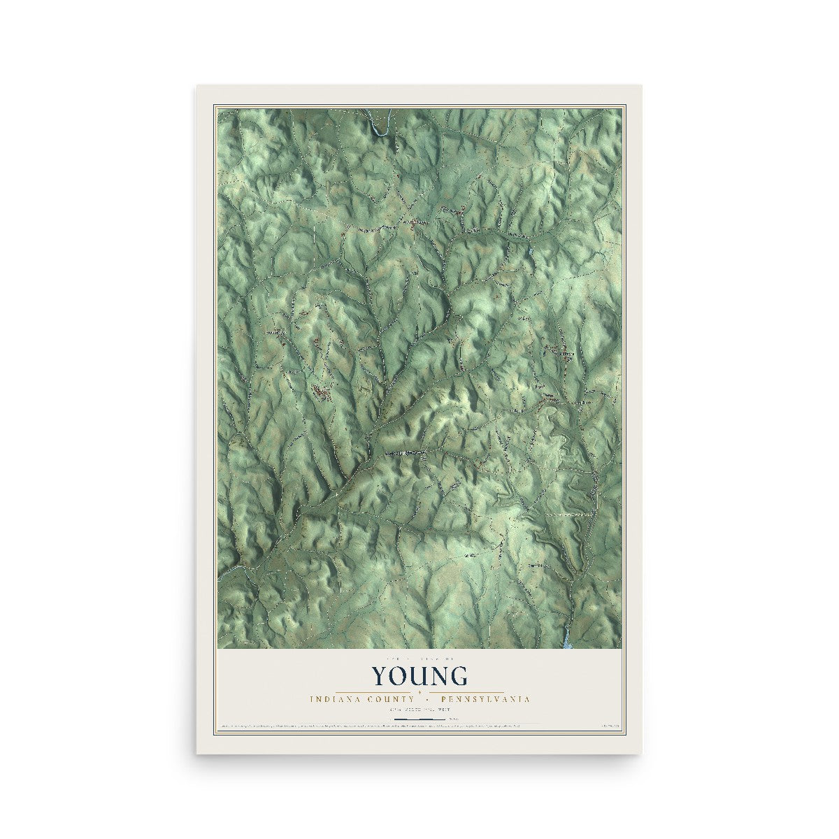 Map of Young, Indiana County, Pennsylvania, 12 x 18 inch unframed archival matte print