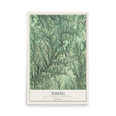 Map of Young, Indiana County, Pennsylvania, 12 x 18 inch unframed archival matte print