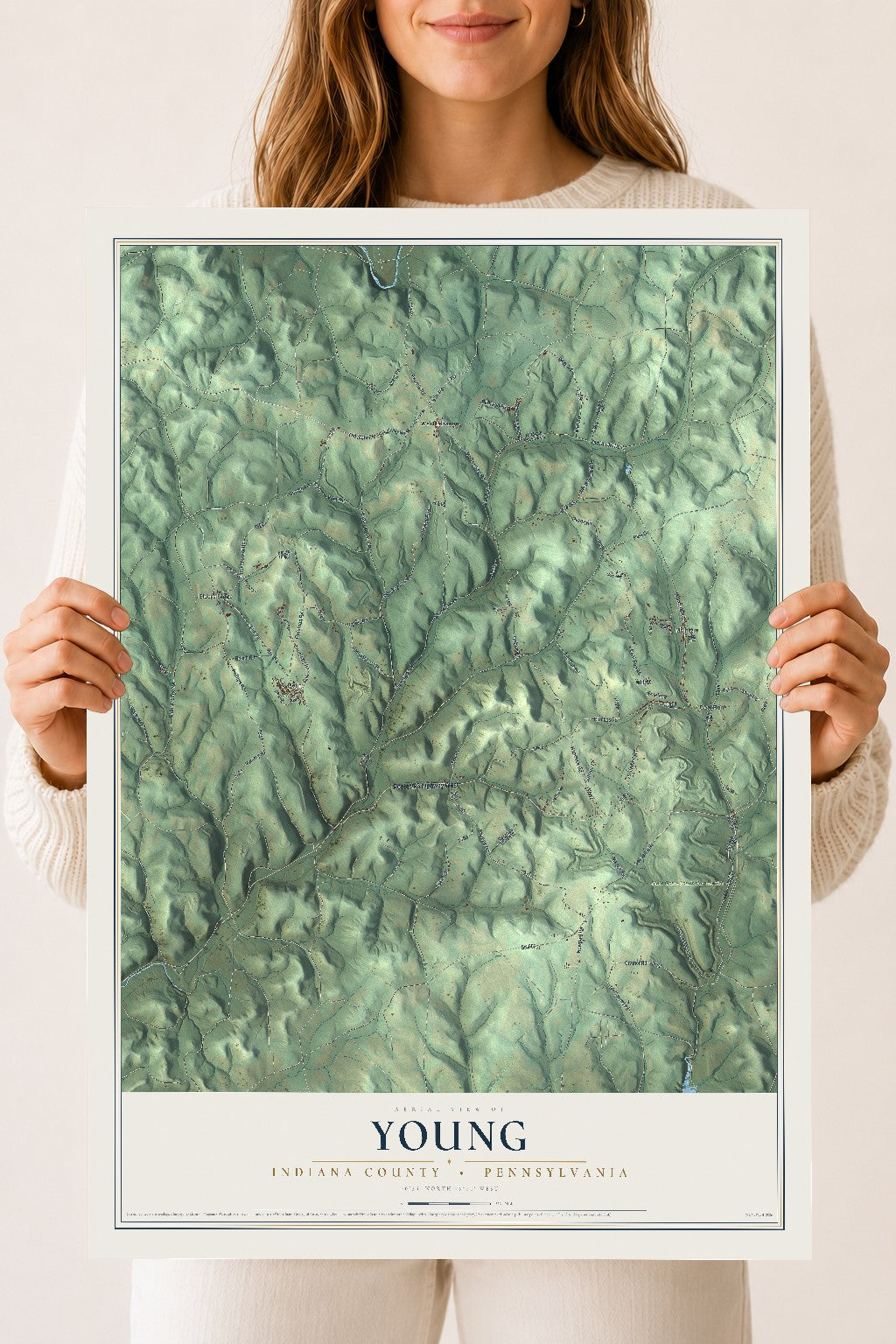 Map of Young, Indiana County, Pennsylvania, 18 x 24 inch unframed archival matte print